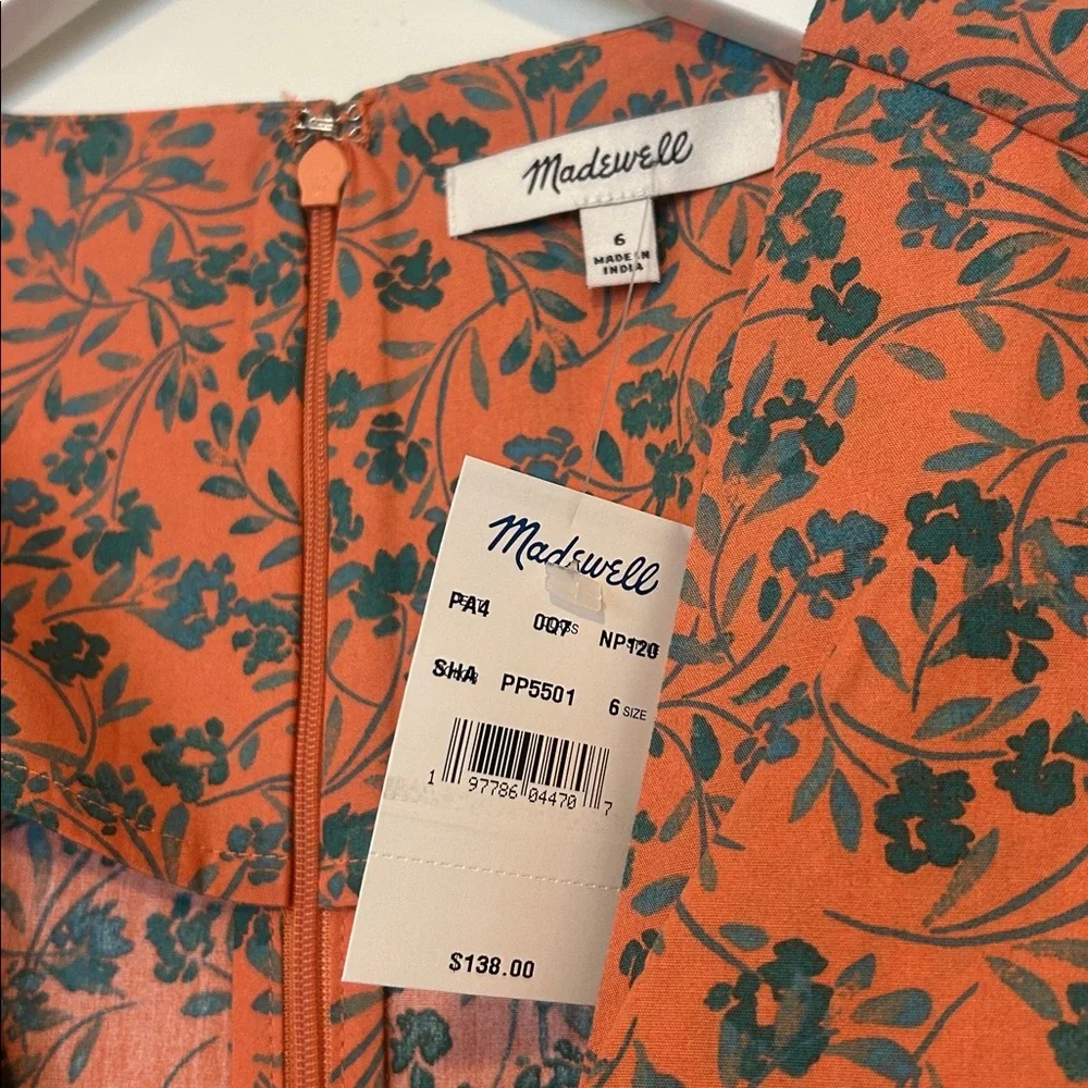 Madewell Floral Twist Front Poplin Midi Dress, Size 6 - Picture 3 of 14